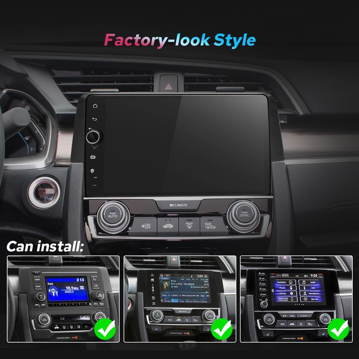 JOYING Car Radio for Honda Civic 2016-2021 Android 13 Car Stereo 9 Inch Head Unit with Carplay & Android Auto, Mirror Link, GPS Navigation, Bluetooth 5.0, Volume Knob(JY-HT145N4)