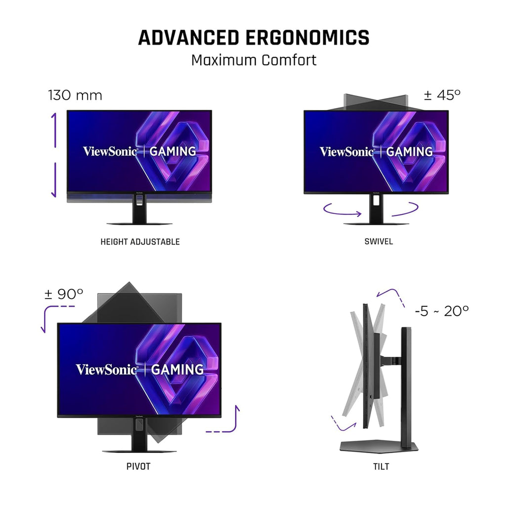 ViewSonic VX2738-2K-OLED 27 Inch 1440p Gaming Monitor, OLED Display with 240Hz and 0.03ms for Smooth Gameplay, FreeSync Premium, Eye Care Technology, Advanced Ergonomics, HDMI, and DisplayPort