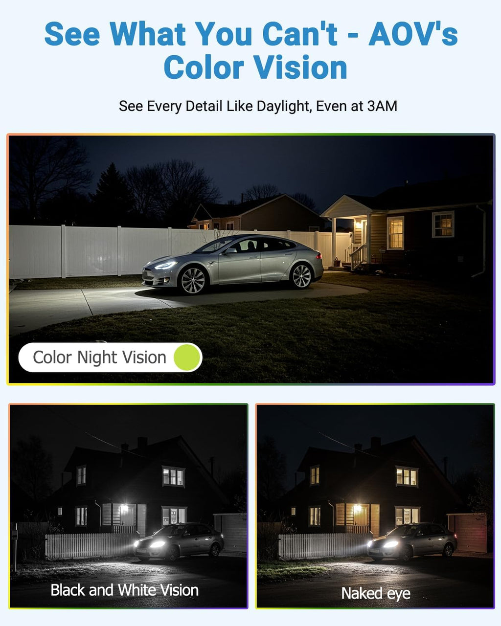 Solar Camera Security Outdoor - AOV 24/7 Recording Security Cameras Wireless Outdoor with 360° View, Human Auto Tracking, 2K Night Vision, Compatible with Alexa/Google Assistant (2 Pack)