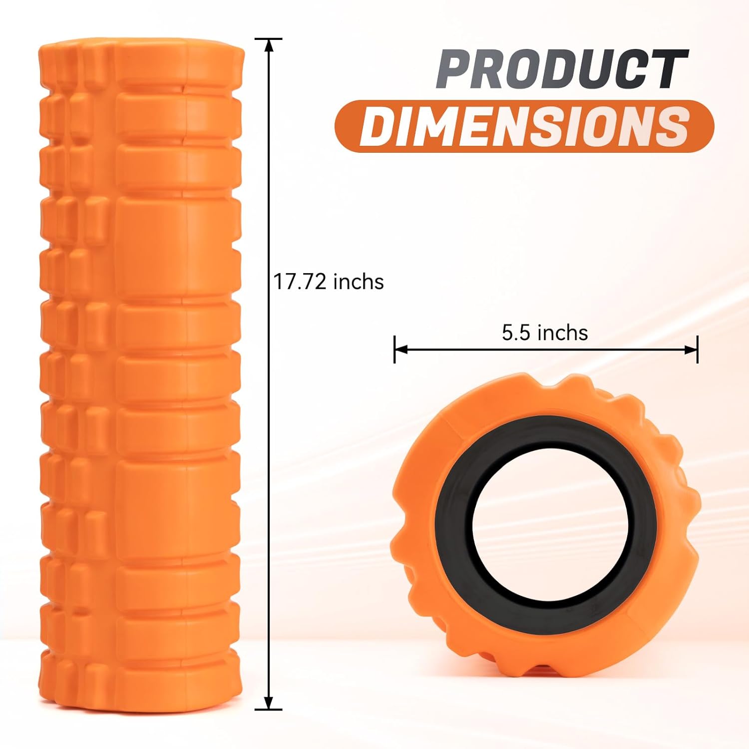 Foam Roller for Deep Tissue Massager, 18" Trigger Point Foam Roller, Patented Exercise Roller for Muscle Recovery, Physical Therapy, Improves Mobility, Fitness, Yoga and Pilates (Orange)