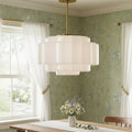 Vintage Milk Glass Pendant Lights, 15.7" White Pleated Glass Chandelier, Semi-Flush Mount Ceiling Light for Bedroom, Foyer, Living Room, Bar Counter, E12 Bulb Included (White, 15.7)