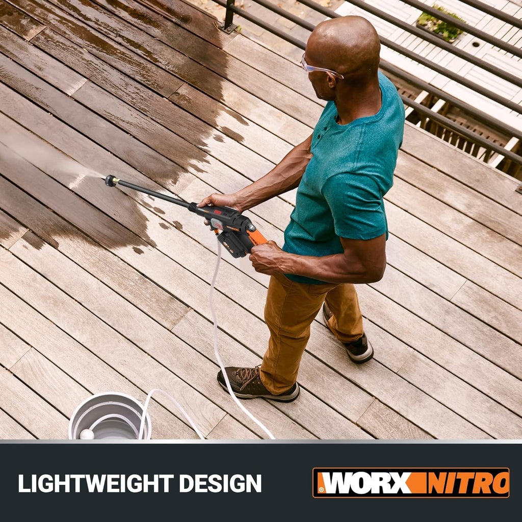 Worx NitroHydroshot20V 710PSI Light-DutyElectric Pressure Washerwith Brushless Motor Cordless, Lightweight, 5-in-1Portable Power Cleaner, Power Share Compatible – Battery & Charger Included