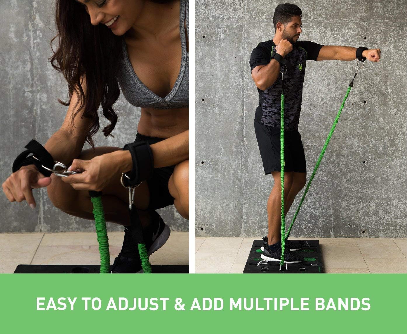 BodyBoss 2.0 - Full Portable Home Gym Workout Package + Resistance Bands - Collapsible Resistance Bar PKG4-Green
