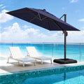 10' X 10' Patio Umbrella Cantilever Outdoor Rectangle Umbrella with Base Included, Heavy Duty 360°Rotation Offset Umbrella for Garden Deck Pool Patio, Navy Blue