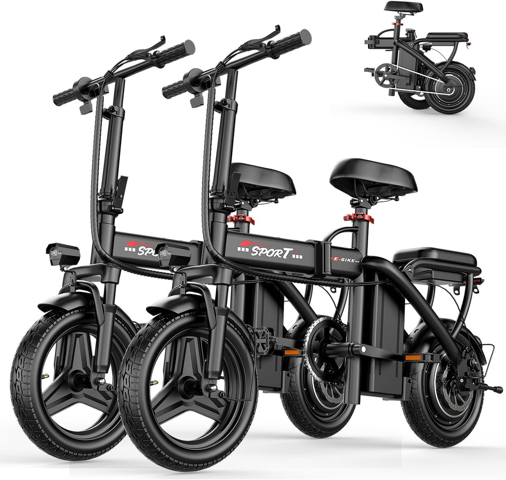Electric Bike for Adults Teens, 800/1200W Peak Folding Ebike, 22/25MPH & 30/45 Miles Range, 14" Commuting Ebike with Dual Suspension & Dual Brake, 3-Speed Modes, Portable Electric Mini Bike