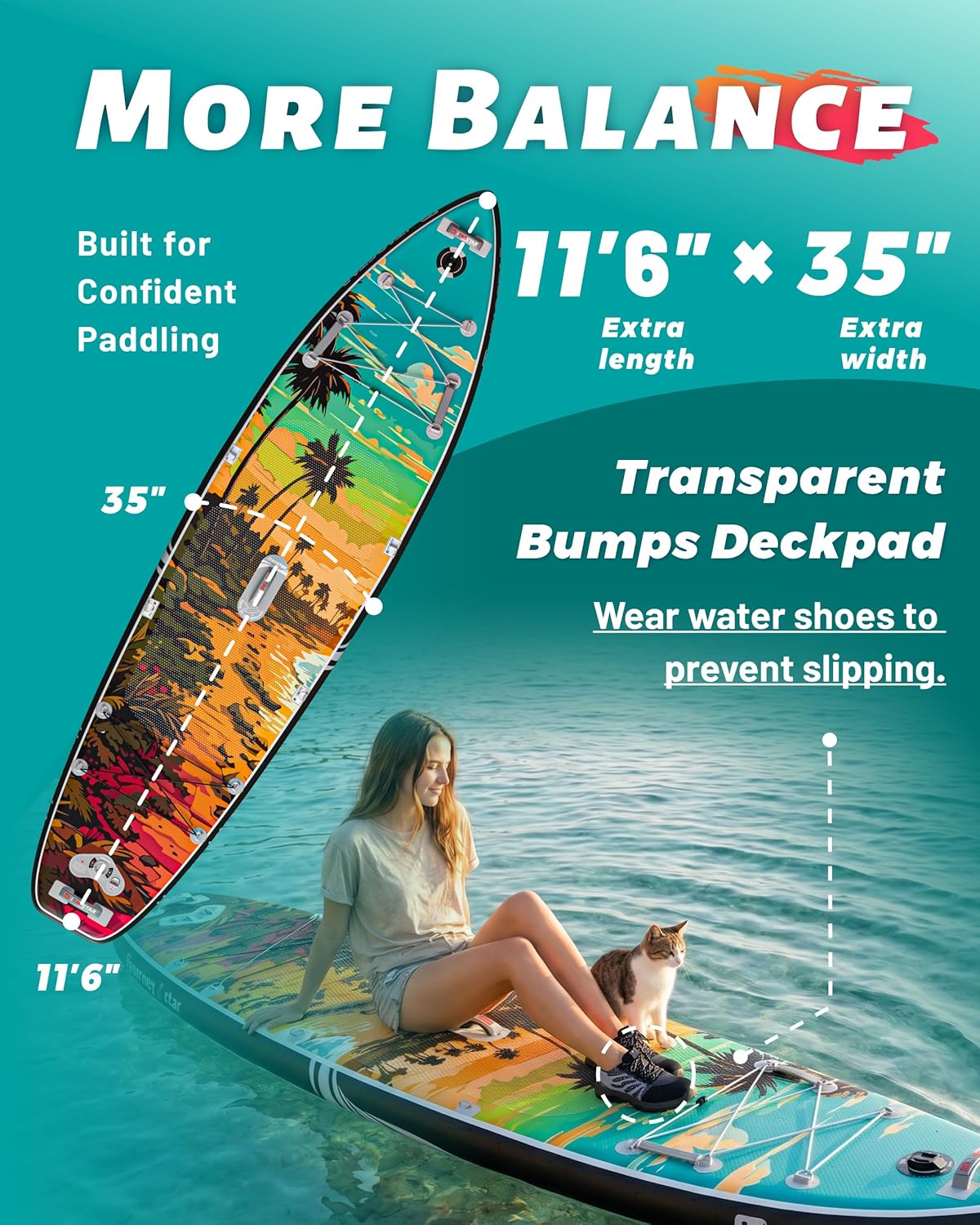 iTAOSTAR Novelty 11'6" x 35" Extra Wide SUP for Enhanced Stability - Inflatable Stand Up Paddle Board - Premium Paddle Board Kit for Adults & Youth - All Skill Levels - Includes SUP Accessories