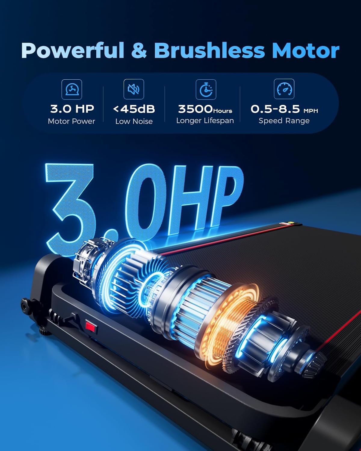 LIJIUJIA Treadmill for Home,Treadmills with 0%-15% Auto Incline,3HP Brushless,300 LBS,LED Display,Pulse Monitor