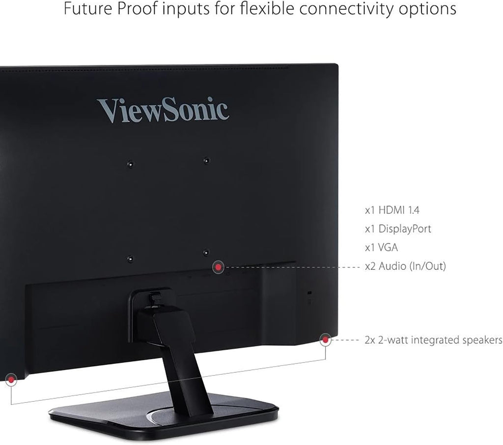 ViewSonic VA2456-MHD 24-inch 1920 x 1080 Full HD LCD IPS Monitor, 2-Pack Bundle with Ultra-Thin Bezel, FreeSync, Eye Care, HDMI, DisplayPort, VGA, Speakers