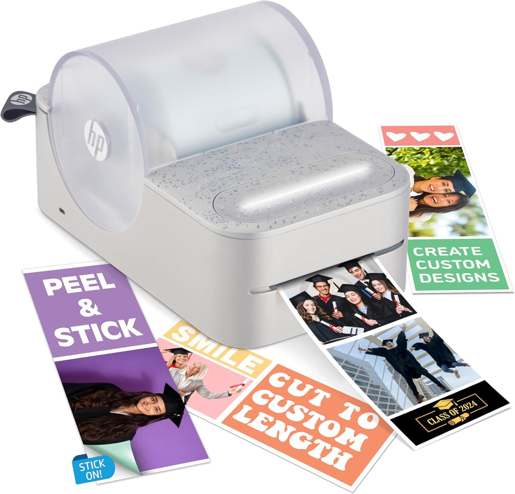 HP Sprocket Panorama Instant Color Label & Smartphone Photo Printer - Portable - Personalize Prints 2” x .5”- 9” on Zink Sticky-Back Photos - Create Photobooth Strips & Custom Designs in App - Grey