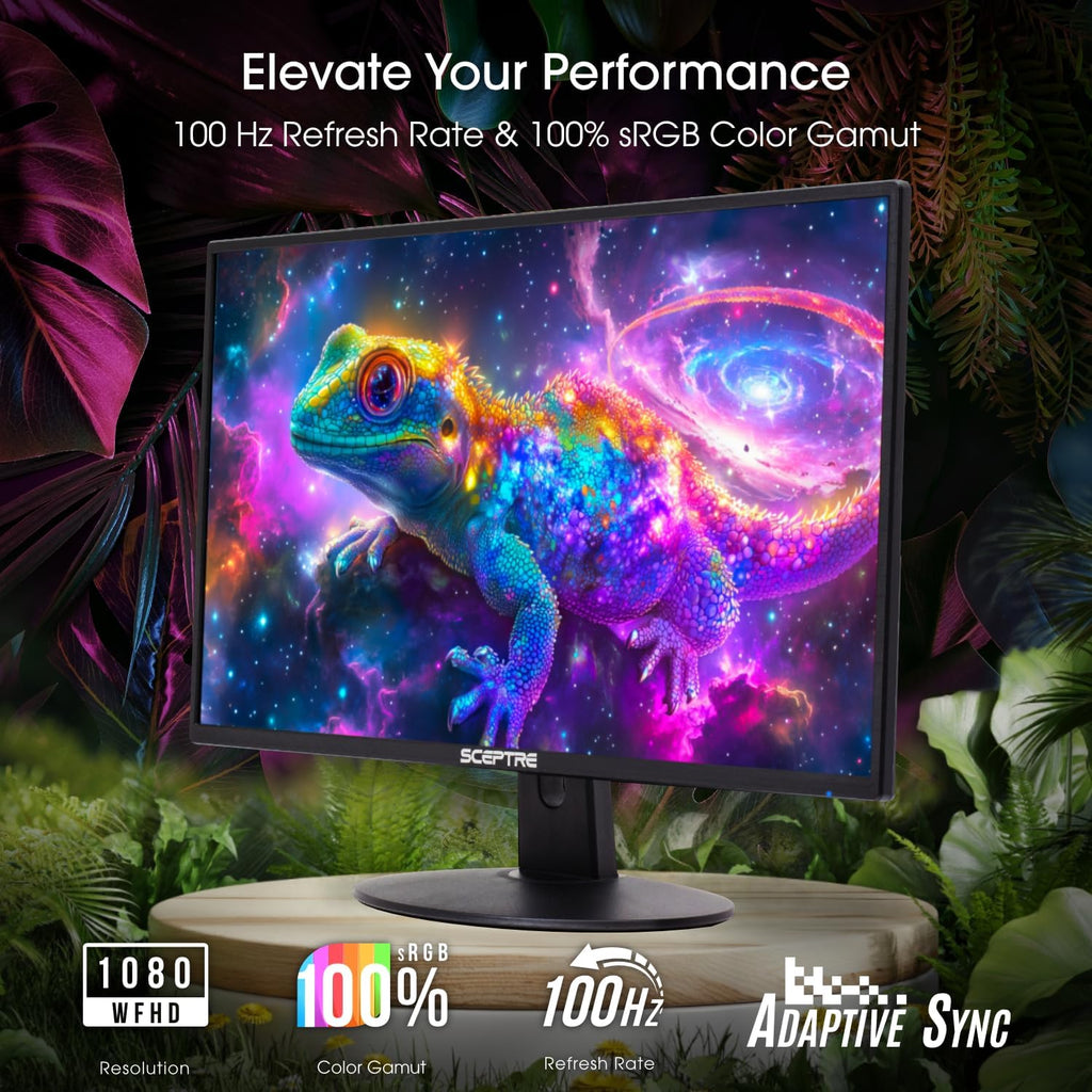 Sceptre 24 Inch 75Hz 1080p LED Monitor with Build-in Speakers HDMI VGA Ports, New Black 2019 (E248W-1920)