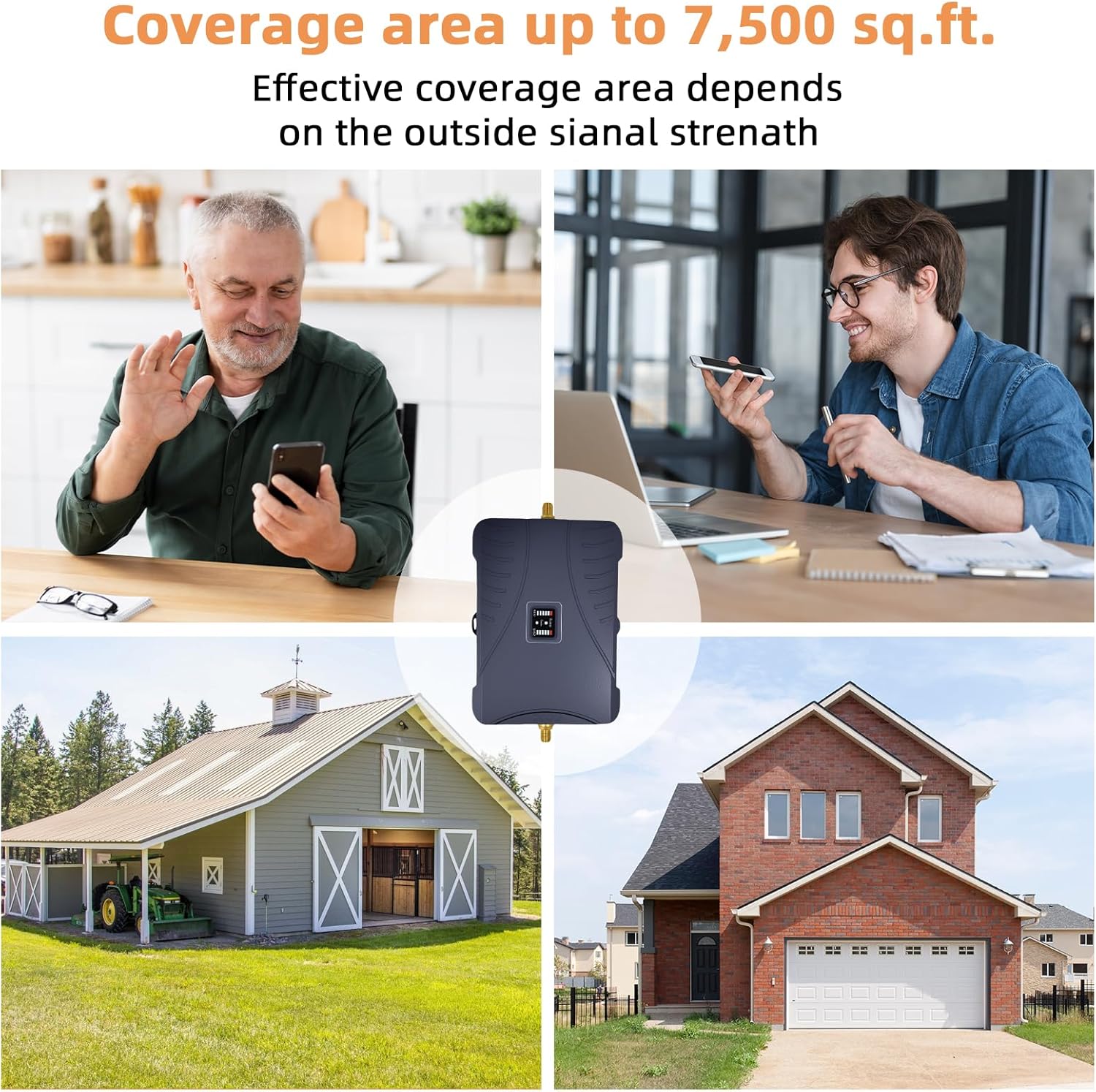Cell Phone Booster for Home & Multi-Room,Up to 7,000 sq ft,Cell Phone Signal Booster for Band 5/12/13/17,Boost 5G 4G Data for All U.S. Carriers FCC Approved Cell Signal Booster