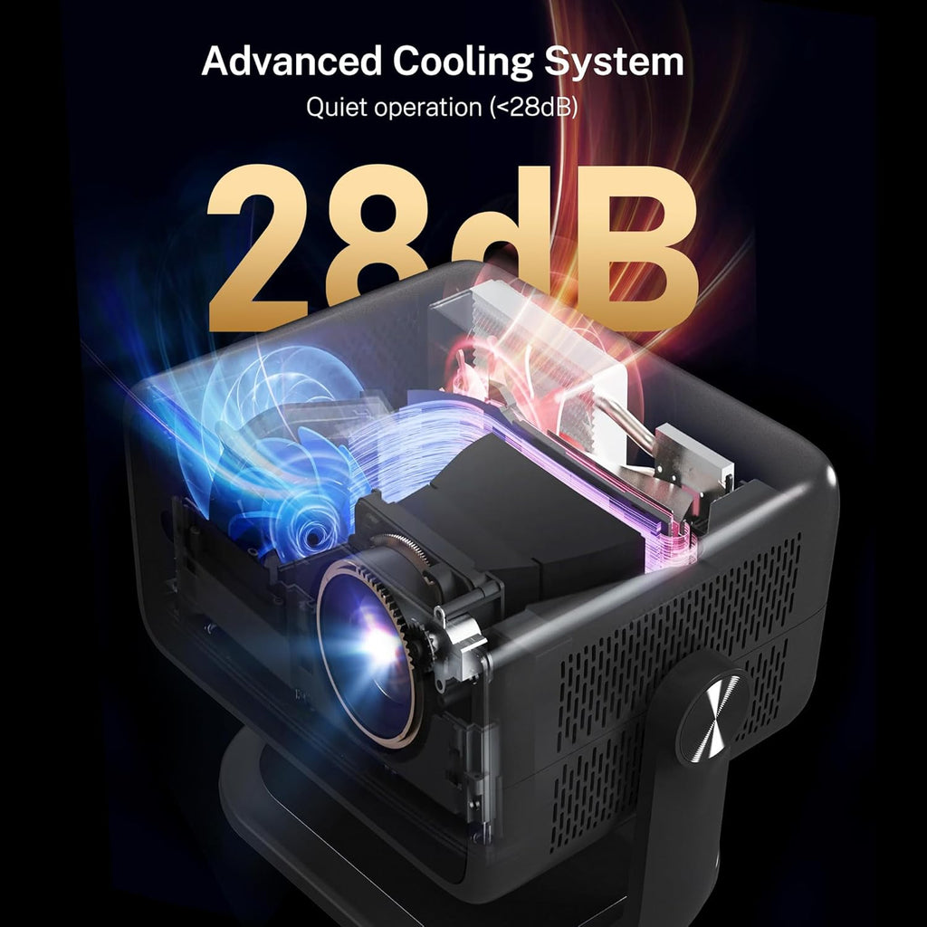 Smart Projector with WiFi 6 and Bluetooth 5.4, 800 ANSI Native 1080P Portable Mini Projector with Auto Focus & Keystone, 360° Rotatable for Bedroom Home Theater Outdoor Movie X6 Black