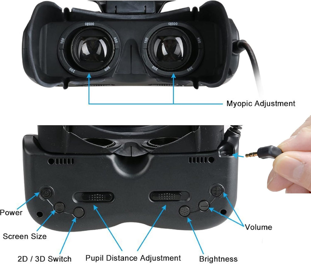 Bigeyes H1 Head Mounted Display - 3D Side-by-Side Video, HD Big Screen, HDMI Interface, Lightweight & Compact. Enjoy Movies Privately for Men, Travel, Camping, Bedtime Film Mode