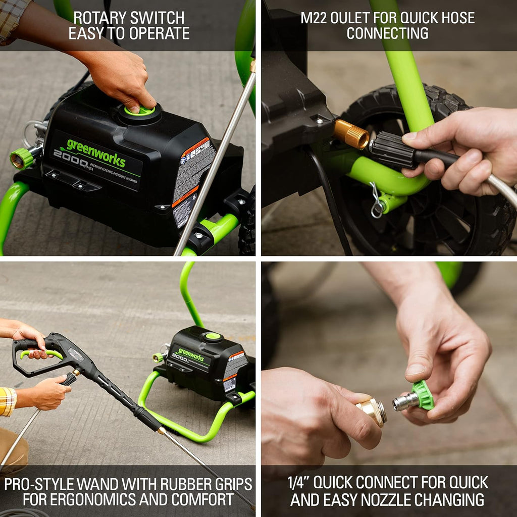 Greenworks 2000 Max PSI @ 1.1 GPM (13 Amp) Electric Pressure Washer GPW2000-1RG
