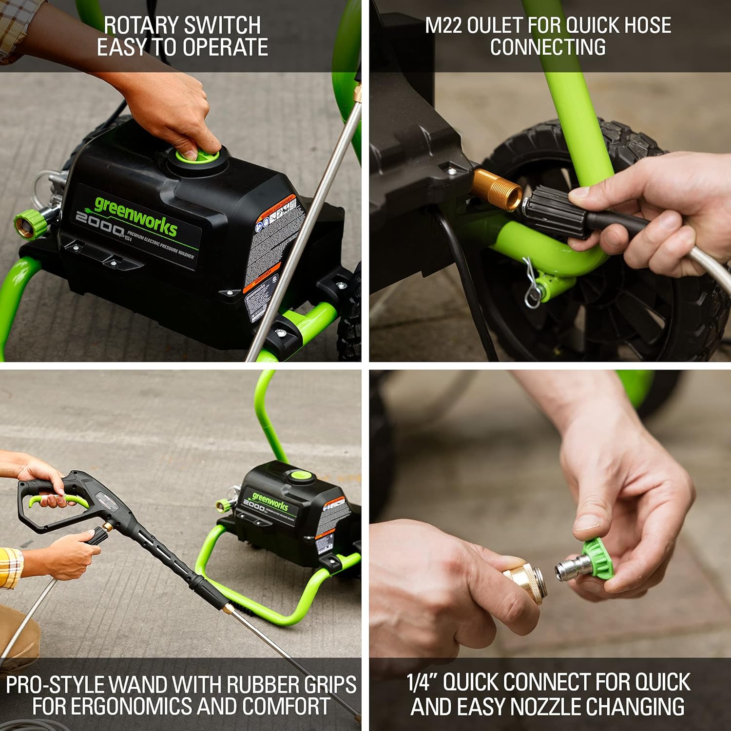 Greenworks 2000 Max PSI @ 1.1 GPM (13 Amp) Electric Pressure Washer GPW2000-1RG