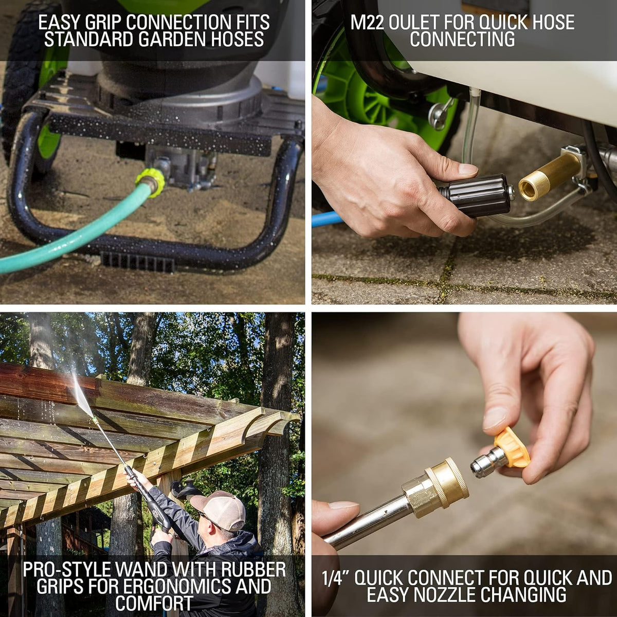 Greenworks 2300 PSI TruBrushless (2.3 GPM) Electric Pressure Washer, 25' Hose, Quick Connect Wand, 15, 24, 40 Degree Soap and Turbo Nozzle