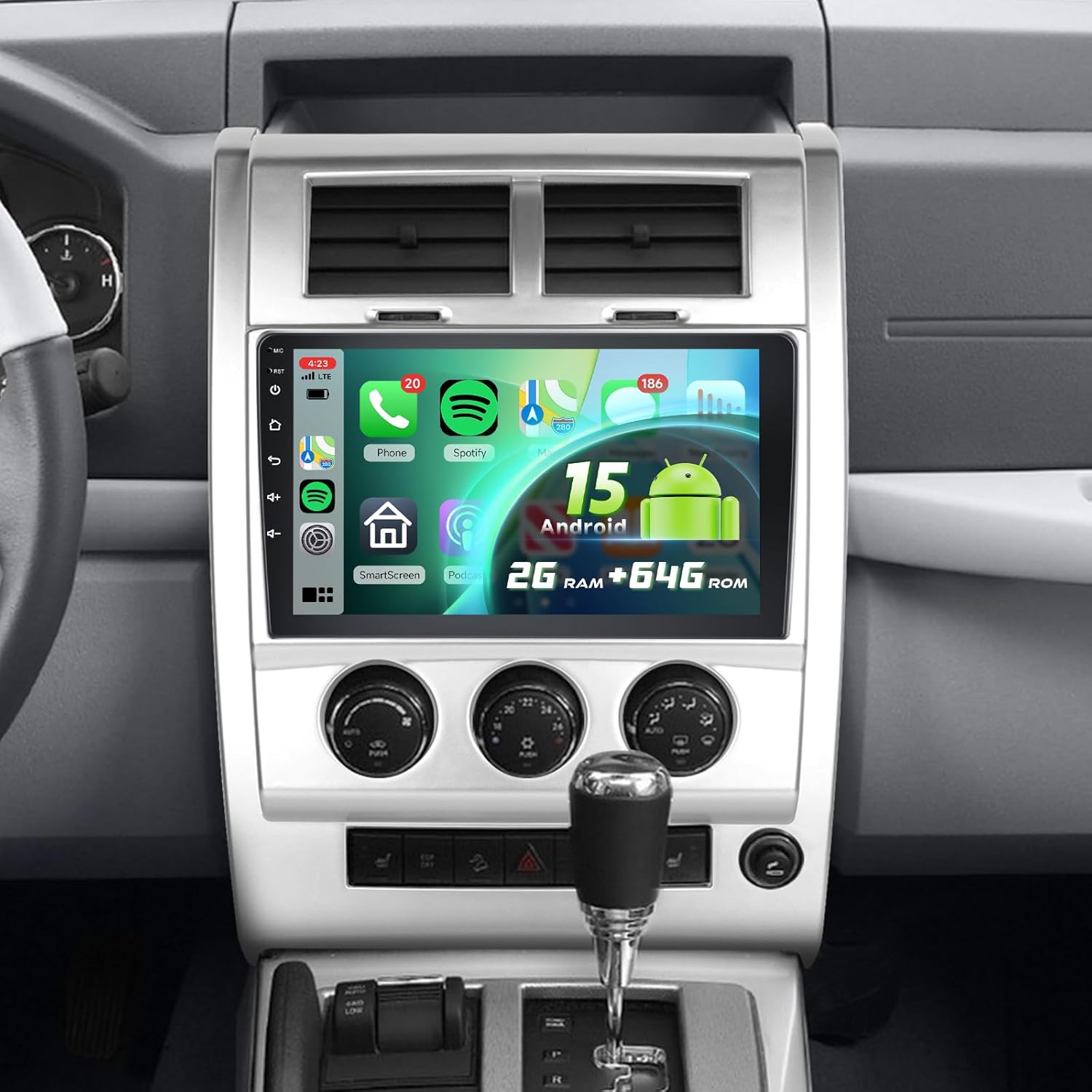 5Ghz WiFi 2G+64G Android 15 Car Radio for Jeep Liberty 2008-2012 Car Stereo with Wireless Carplay/Android Auto, 10 Inch HD Touch Screen with GPS Bluetooth FM/RDS EQ SWC Backup Camera MIC