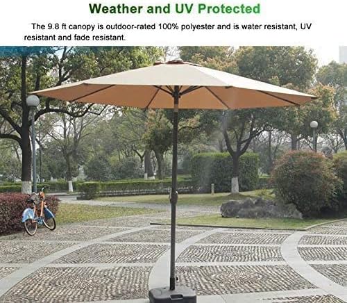 Outdoor Beach Patio Umbrella 9.8ft/3m, Garden Parasol Sun Umbrella with Crank and 8 Sturdy Ribs, Waterproof and Fade Resistant (Color : Gray-brown, Size : 9.8ft/300cm)