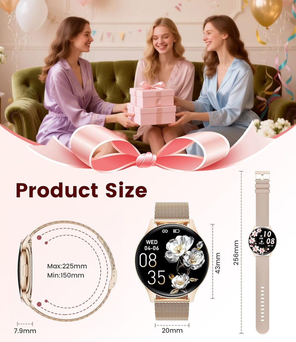 LIGE Smart Watch for Women with Make/Answer Call, 1.43'' HD AMOLED Fitness Tracker for Android iOS, Smartwatch with 110+ Sport Modes, IP68 Waterproof