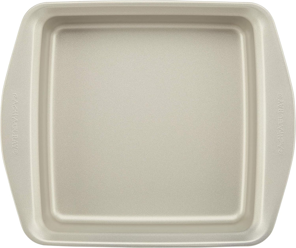 Rachael Ray Nonstick Bakeware Set without Grips includes Nonstick Bread Pan, Baking Pans, Cake Pans, Cookie Sheet / Baking Sheet - 10 Piece, Silver