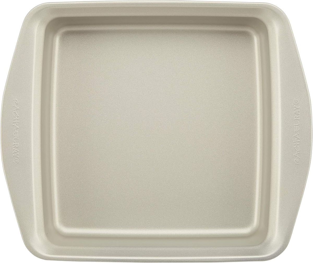 Rachael Ray Nonstick Bakeware Set without Grips includes Nonstick Bread Pan, Baking Pans, Cake Pans, Cookie Sheet / Baking Sheet - 10 Piece, Silver