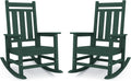 KINGYES Oversized Outdoor Rocking Chair Set of 2, All-Weather Patio Rocking Chairs for Porch, HDPE Outdoor Patio Recliner Rockers with High Back & Wide Seat for Garden, Lawn, Green