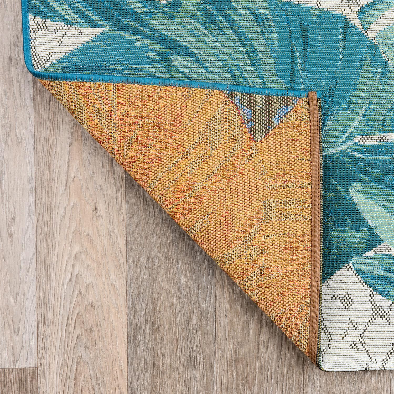 Rugshop Blue Contemporary Tropical Floral Indoor/Outdoor Area Rug — Weather Resistant for Living Room, Dining Room and Office, 6'6" x 9'