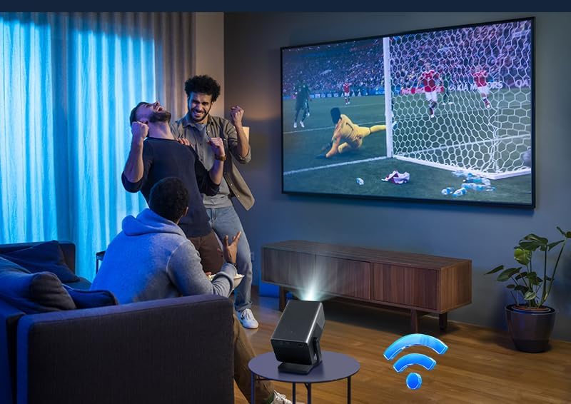 HP MC450 Smart Mini Portable Projector with WiFi & Bluetooth, Official Licensed Apps, Short Throw Projector with 4K Support, Voice Control, USB-C, Movie Projector for Bedroom & Outdoor