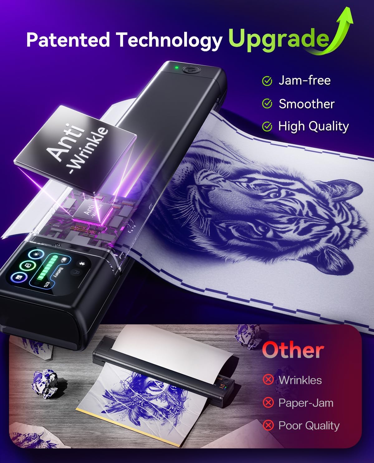 Phomemo M08F Plus Tattoo Stencil Printer with Touchscreen, Bluetooth Tattoo Printer Machine with 10pcs Premium Transfer Paper, Compatible with Phone/Tablet/PC, Tattoo Supplies for Tattoo Artists