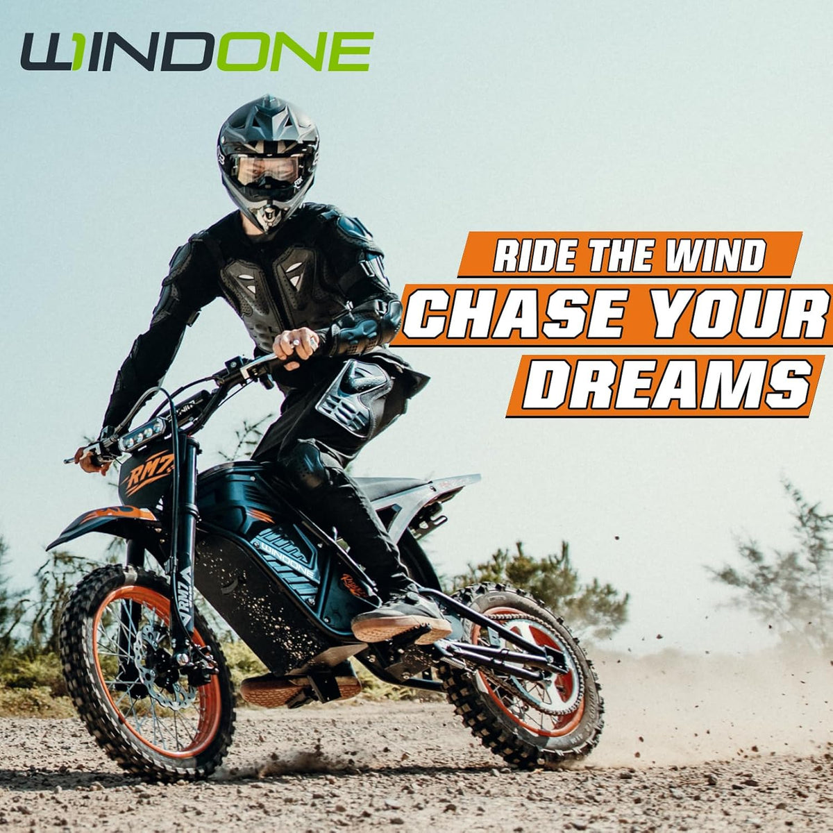 Windone RM7 Electric Dirt Bike for Teens & Adults, 48V 22.5Ah, 37MPH & 45-Mile Electric Motorcycle, 2200W Ebike, 14"/12" Off-Road Tire E-Bike, Dual Hydraulic Brakes, Full Suspension, Fit Age 13+