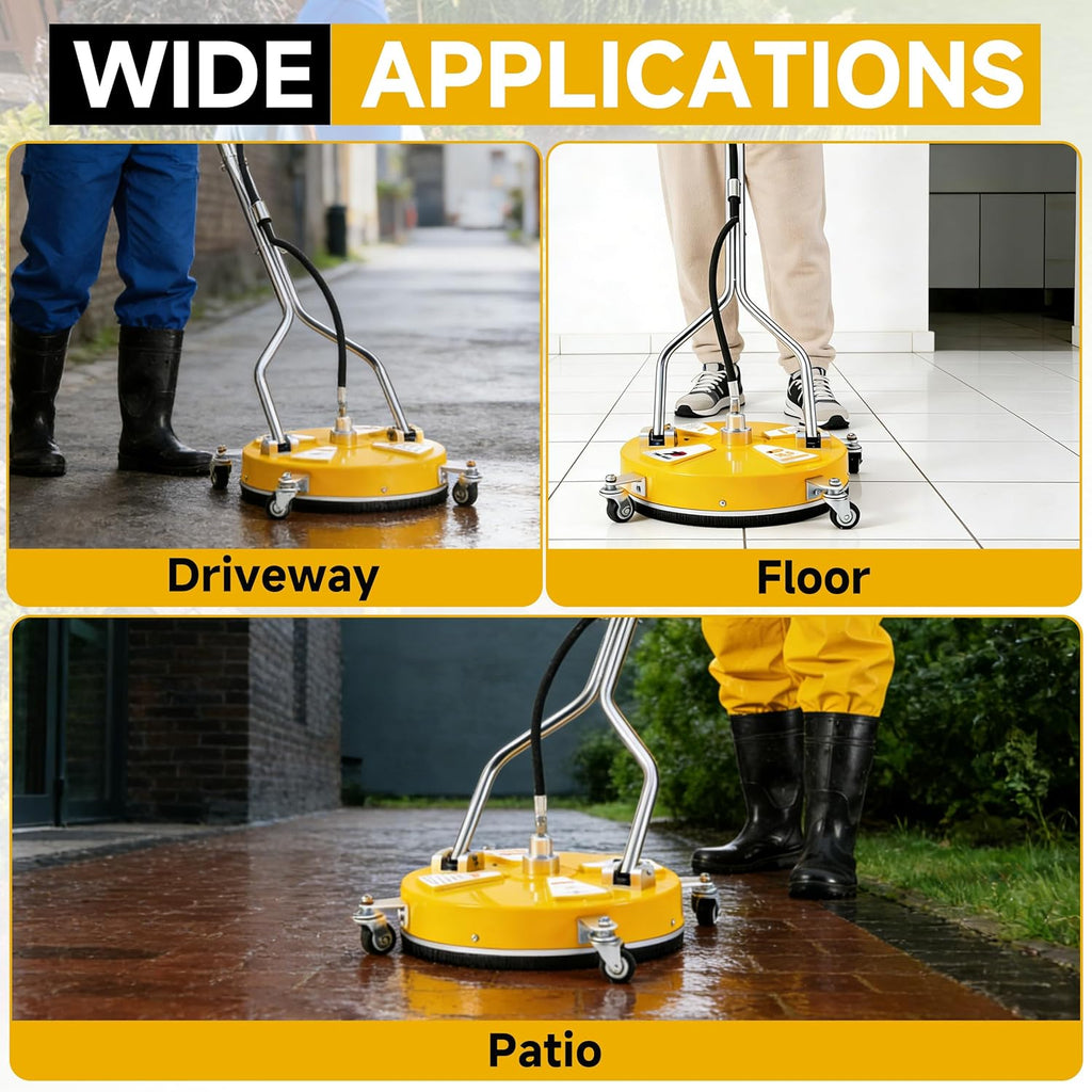 Tool Daily 16.5” Pressure Washer Surface Cleaner with Dual Handle, Surface Cleaner for Pressure Washer Attachment with 4 Wheels for Driveway, Sidewalk, Patio, Deck Cleaning