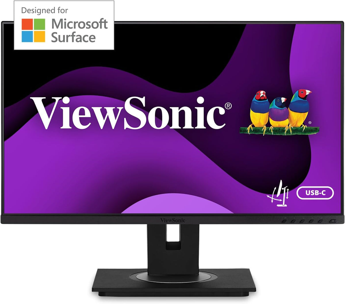 ViewSonic VG245 24 Inch IPS 1080p Monitor Designed for Surface w/Advanced Ergonomics, 60W USB C, HDMI, DP (Renewed)