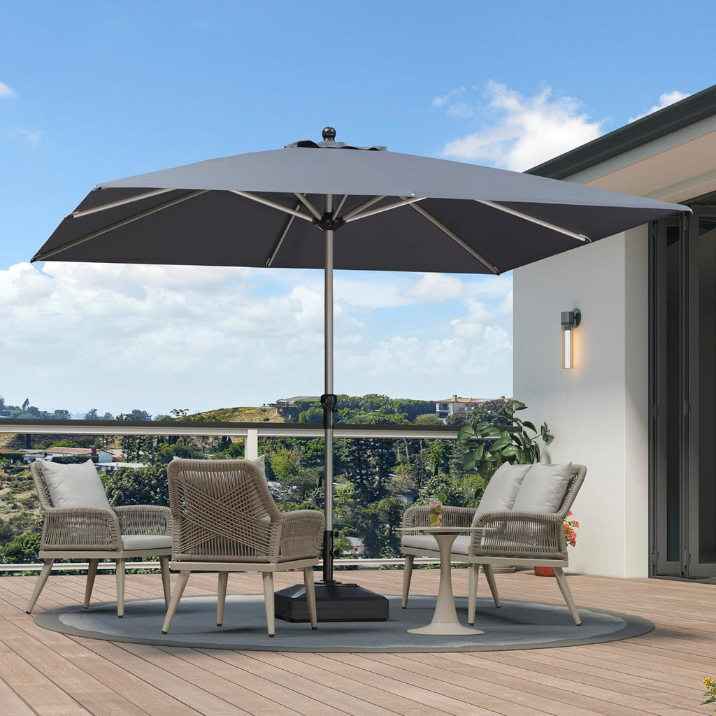 PURPLE LEAF 10' x 10' Square Patio Umbrella, Alumimum Outdoor Market Umbrella with 3 Year Fade Resistant, Pool Umbrella for Deck Garden, Patio, or Poolside, Lawn