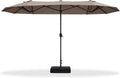 PURPLE LEAF 13ft Patio Market Umbrella with Base Double-Sided Rectangle Outdoor Table Sun Umbrellas with Crank 12 Heavy Duty Sturdy Ribs for Pool Beach Deck Backyard Taupe