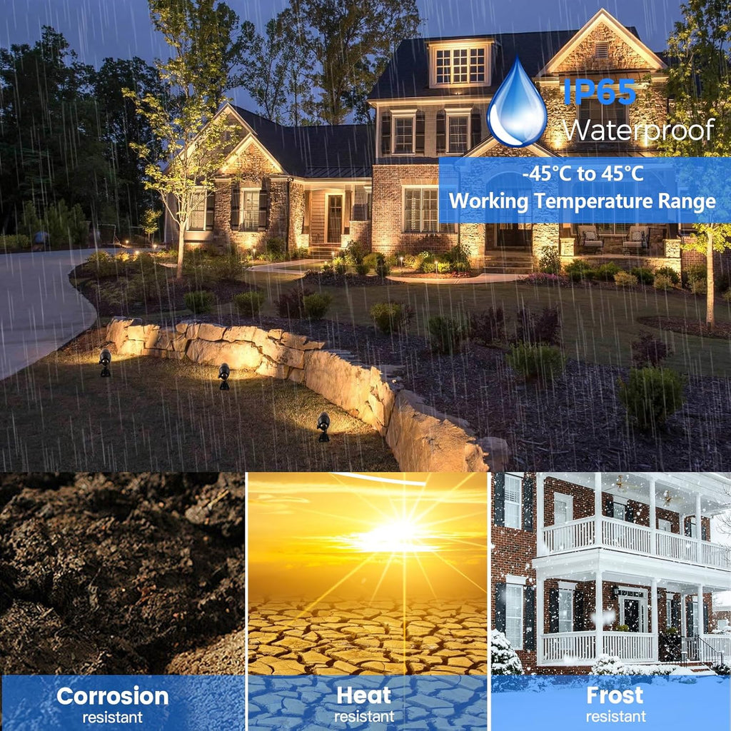 Gardencoin Solid Brass Outdoor Landscape Spotlights, 12V Heavy Duty Low Voltage Landscape Lighting, LED Spot Light Fixture Waterproof, Classic Bronze Uplight Without MR16 Bulb, 12pack