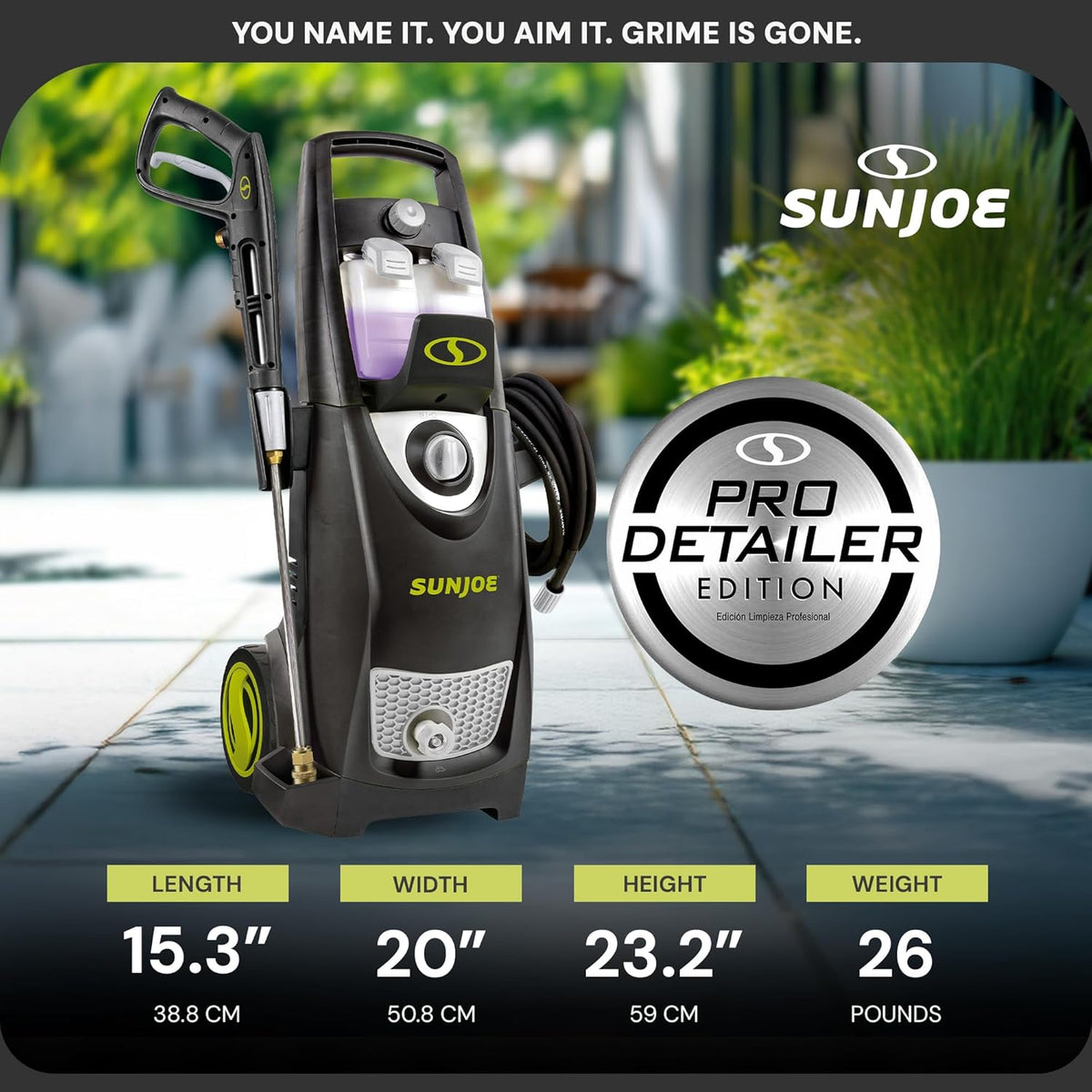 Sun Joe Electric Pressure Power Washer w/ Extension Spray Wand and Hose, 2030 PSI, 1.2 GPM, 14.5-Amp Motor - Heavy-Duty Cleaning Machine for Patios, Decks, Sidewalks & Cars, SPX3000-PK1