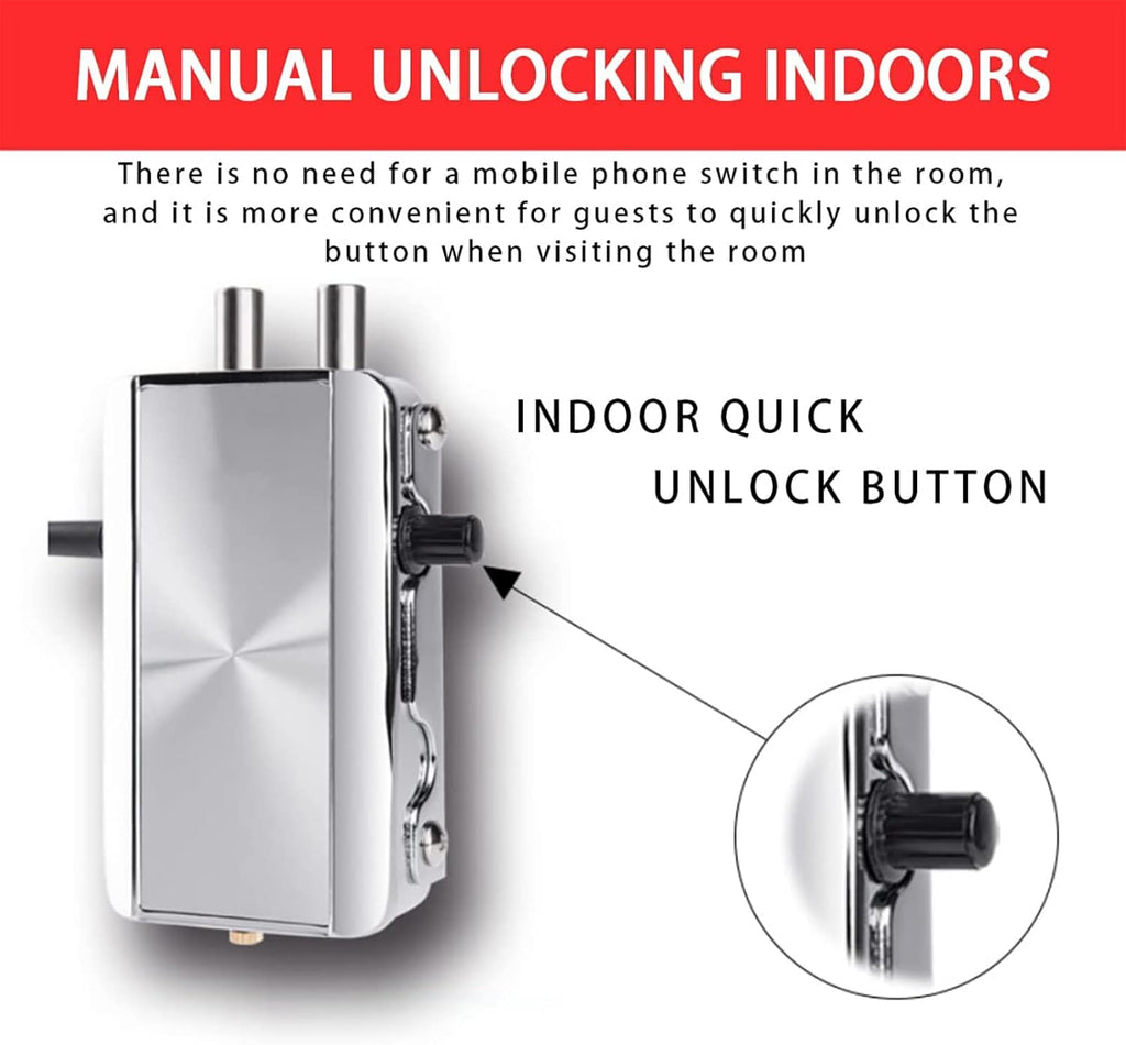Electronic Door Lock, Zinc Alloy Anti-Theft Remote Door Lock with 4 Remote Controls, Keyless Entry Smart Remote Control Lock for Home Office Garage, Remote/TTLock/Bluetooth Unlock ﻿