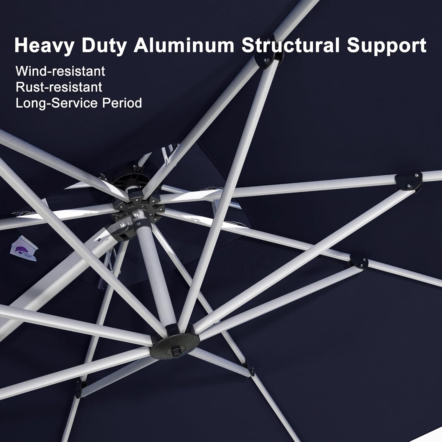PURPLE LEAF 10ft Patio Umbrella Outdoor Square Umbrella Large Cantilever Umbrella Windproof Offset Heavy Duty Sun for Garden Deck Pool Patio, Navy Blue