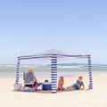 CoolCabana Beach Shade Tent - Easy Setup, UPF 50+ Protection, Large & Medium Sizes, Compact & Wind Resistant - Beach Cabana for The Whole Family - Navy Stripes, Large