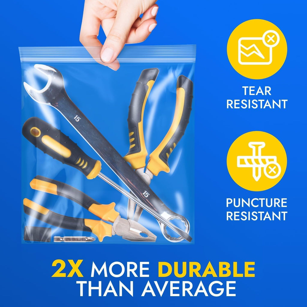 Extra Thick 8 Mil Reclosable Zip Bags 3" x 5", Pack of 50, Extra Durability, Waterproof, Heavy-Duty, Poly Zip Seal Lock Clear Resealable Bags