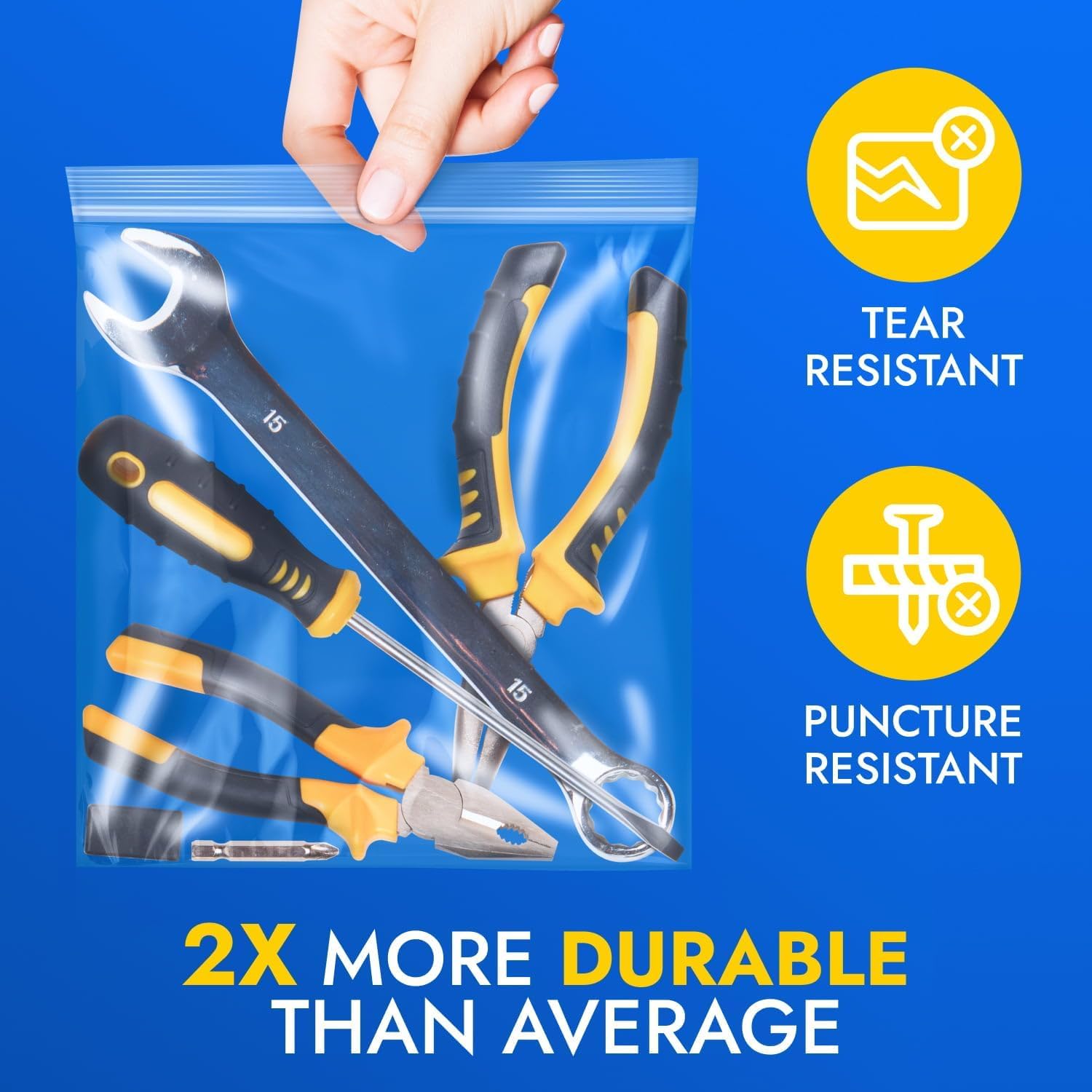 Extra Thick 8 Mil Reclosable Zip Bags 3" x 5", Pack of 50, Extra Durability, Waterproof, Heavy-Duty, Poly Zip Seal Lock Clear Resealable Bags