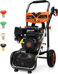 Gas Powered Pressure Washer 3500 PSI - 2.3 GPM Heavy Duty High Power Washer,212CC 7HP Engine with 25Ft Pressure Hose, Axial Aluminum Pump, Soap Tank, 4 Quick Connect Nozzle (Coral)