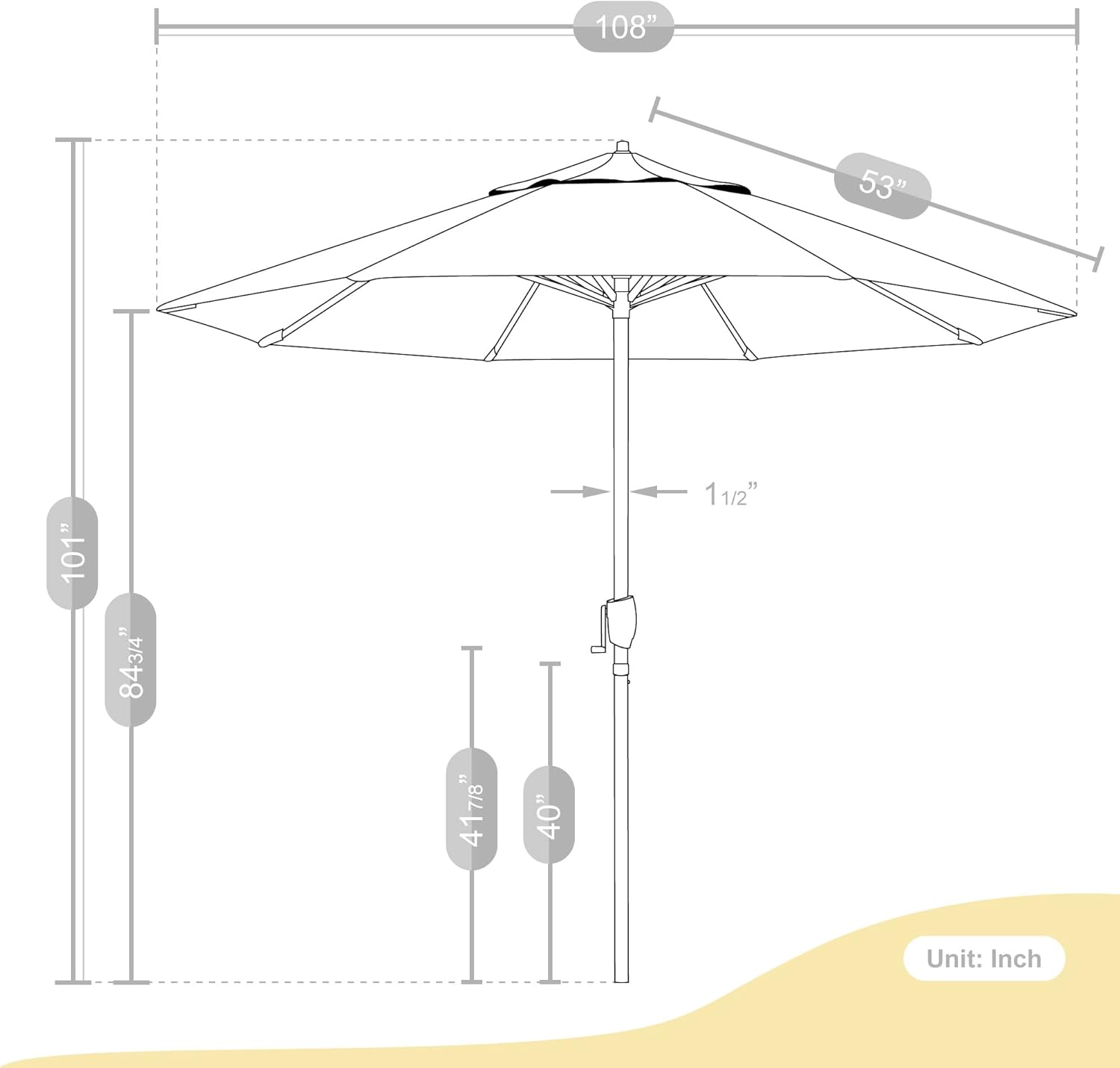 California Umbrella 12-Year Protection 9-Ft Outdoor Patio Umbrella, Sunbrella Fade-Resistant Acrylic Fabric, Auto Tilt and Crank, Heavy-Duty Aluminum Frame/ Reinforced Ribs, Bronze Pole, Cabana Classic