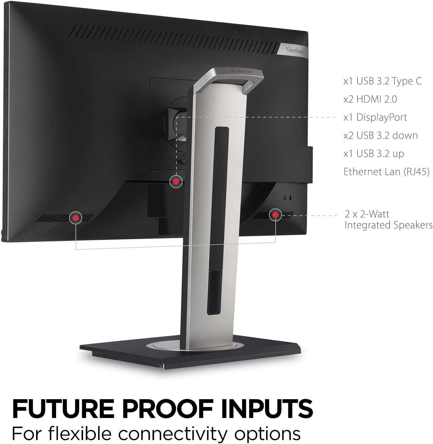 ViewSonic VG2756-4K 27 Inch IPS 4K Docking Monitor with 90W USB C, RJ45, HDMI, Display Port (Renewed)
