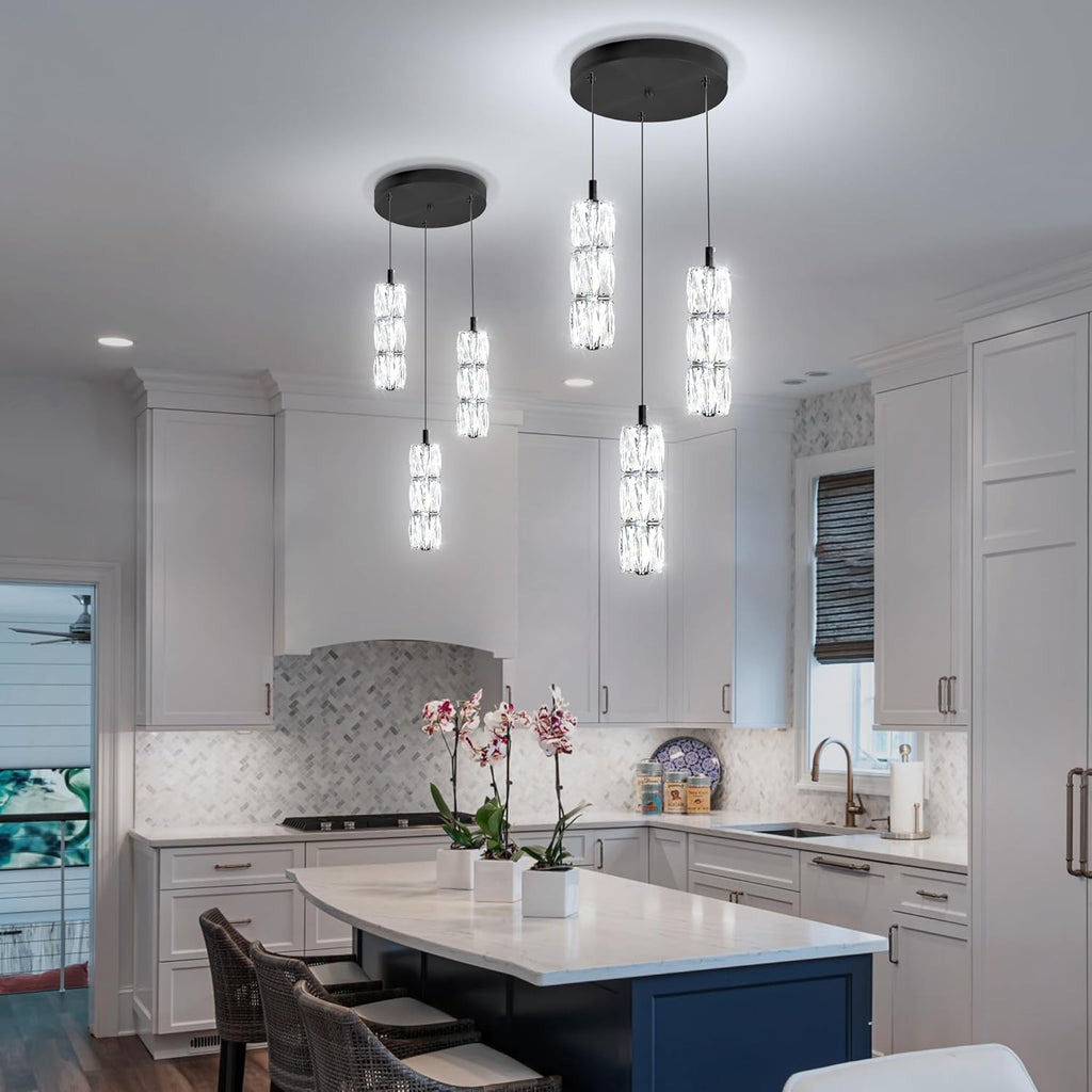 ykolupty Pendant Lights Kitchen Island 3-Lights Pendant Chandelier for Dining Room Hallway Stairwell,LED Dimmable 2700K-6000K