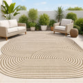 JONATHAN Y Geometric Arch Stripe Indoor Outdoor Area Rug 9X12 Beige/Brown, Margot Modern for Backyard, Patio, Porch, Easy-Cleaning, High Traffic, Pet-Friendly, Non-Shedding (SHP201A-9)