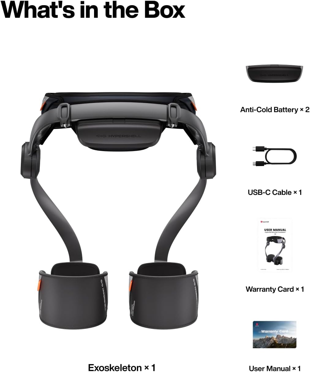Hypershell X Pro Exoskeleton, Leg Strength with 800W Output, 17.5km Battery Range, 10 Intelligent Modes, AI-Powered Wearable Exoskeleton for Daily Activities, Walking, Hiking, 2 Batteries, No Charger