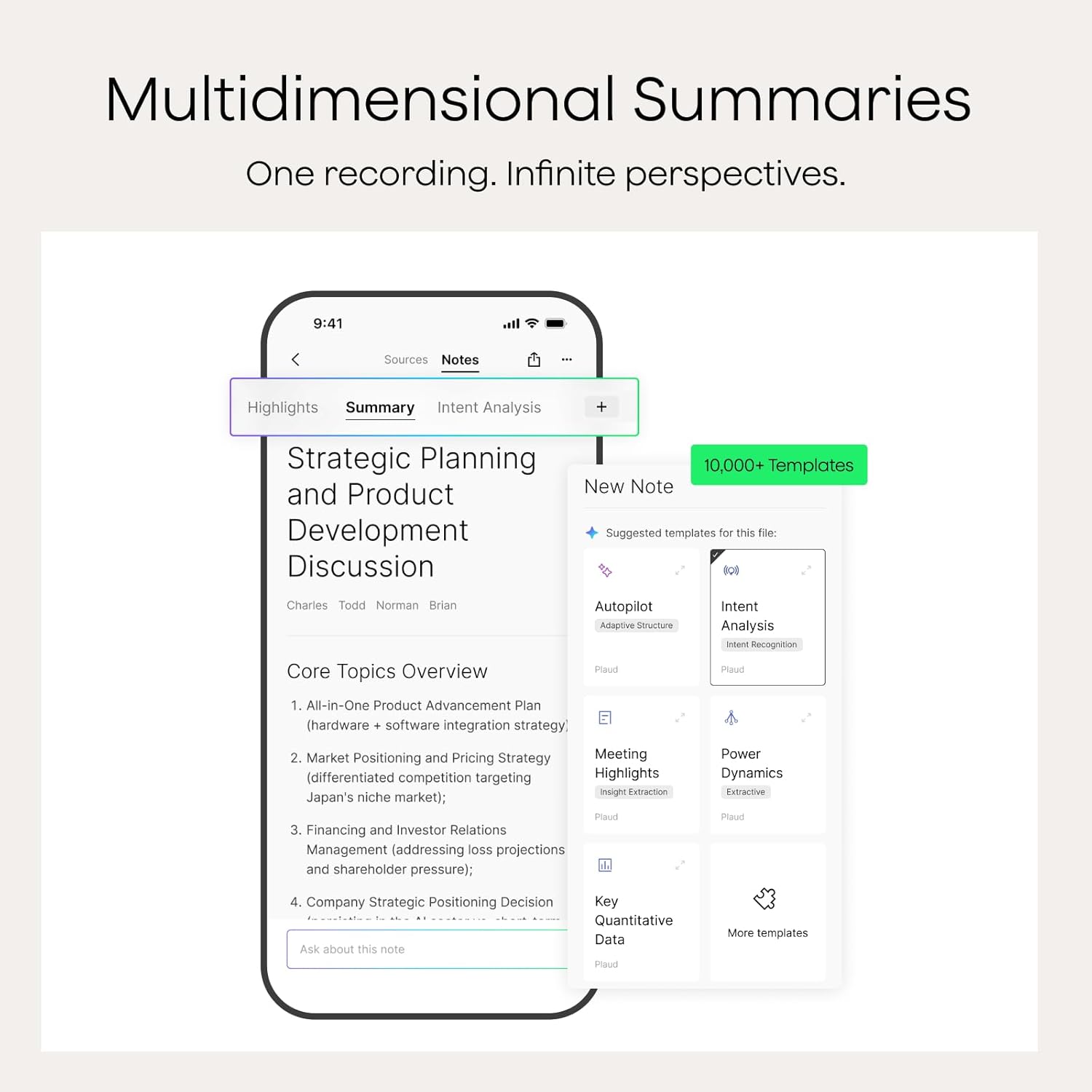 Plaud NotePin S AI Voice Recorder, Wearable AI Notetaker, AI Transcribe & Summarize, Support 112 Languages, 64GB Audio Recorder for Meetings Interviews, Professionals, Teams, with 4 Accessories