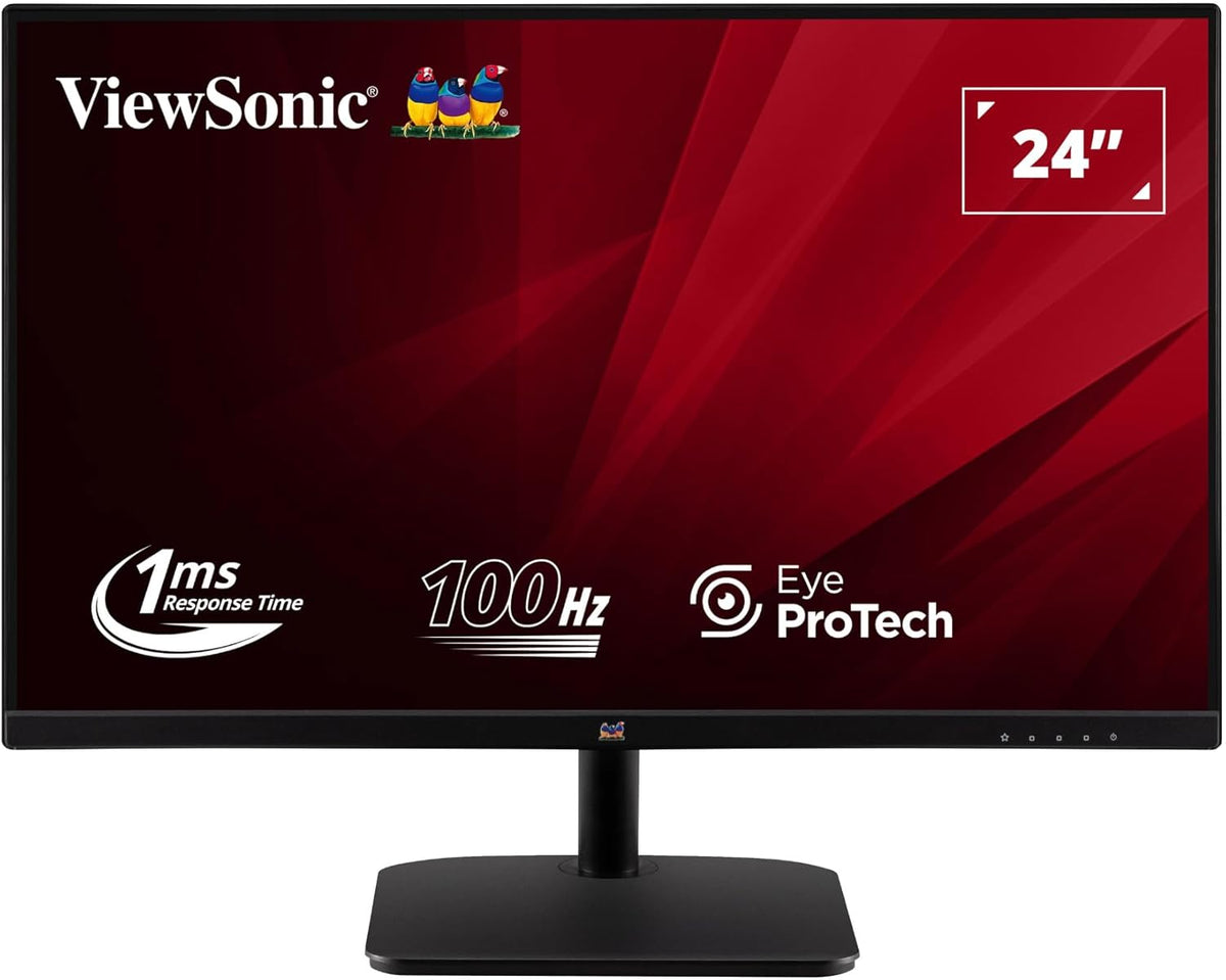 ViewSonic VA2432-H-2 LED Monitor 24 Inch FHD 1080p, 100Hz, 1ms, IPS Panel, Flicker-Free, Low Blue Light, 250cd/m², HDMI, VGA