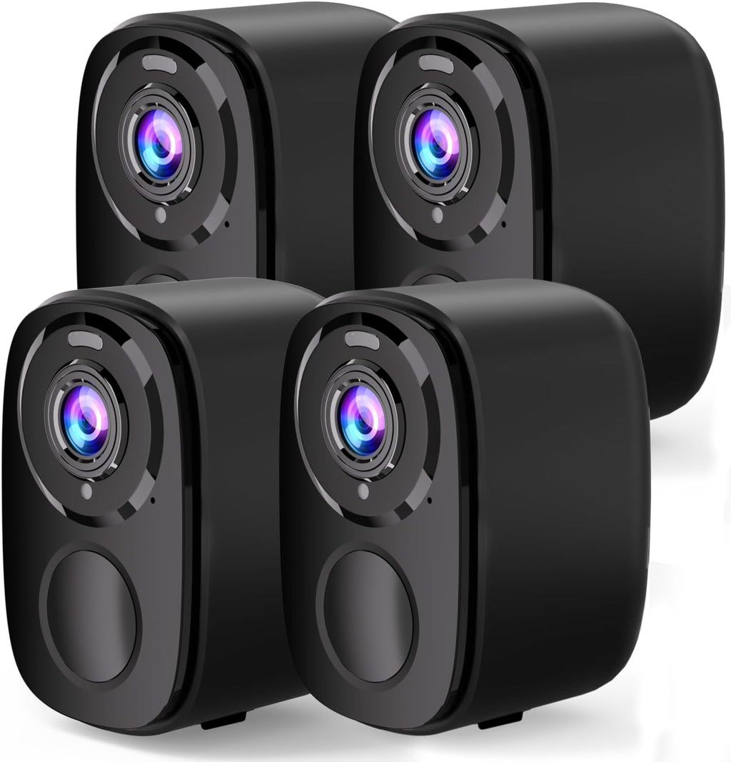 Rraycom 4Pack Wireless Home/Outdoor Security Cameras, 5MP Battery Powered Security Cameras with Spotlight Siren Alarm, AI Motion Detection, Color Night Vision, 2-Way Talk, SD/Cloud, Works with Alexa